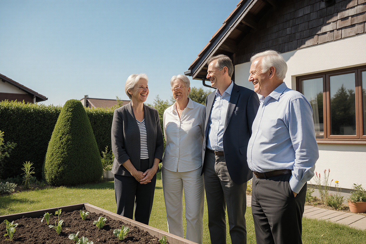 Gemeinsame Betrachtung des Hausgartens